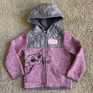 Star Wars Baby Yoda Grogu Pink & Gray Fleece Jacket | Size 5 | Hooded